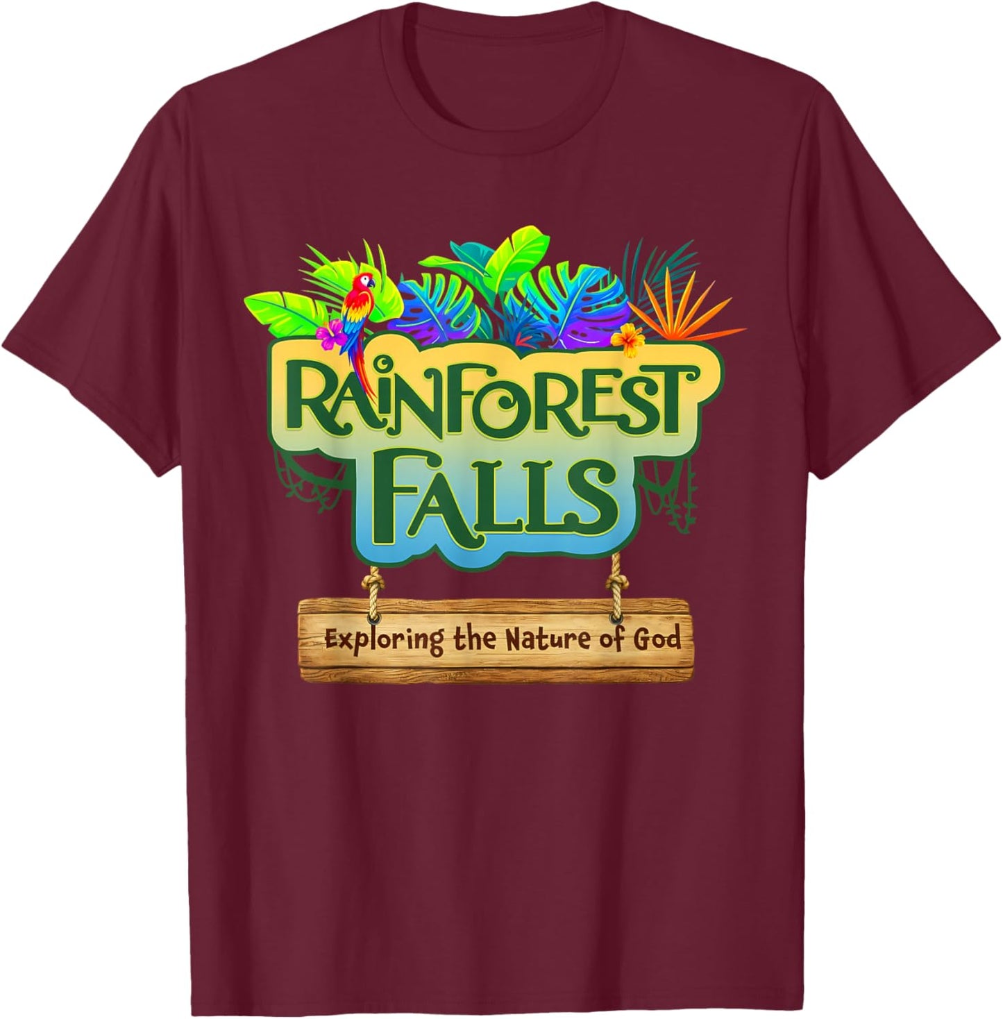 Rainforest Falls Exploring The Nature of God VBS 2026 T-Shirt - T-Shirt | Maroon
