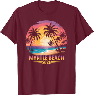 Vintage Myrtle Beach 2026 Vacay Travel Vacation BFF Mom T-Shirt - T-Shirt | Maroon