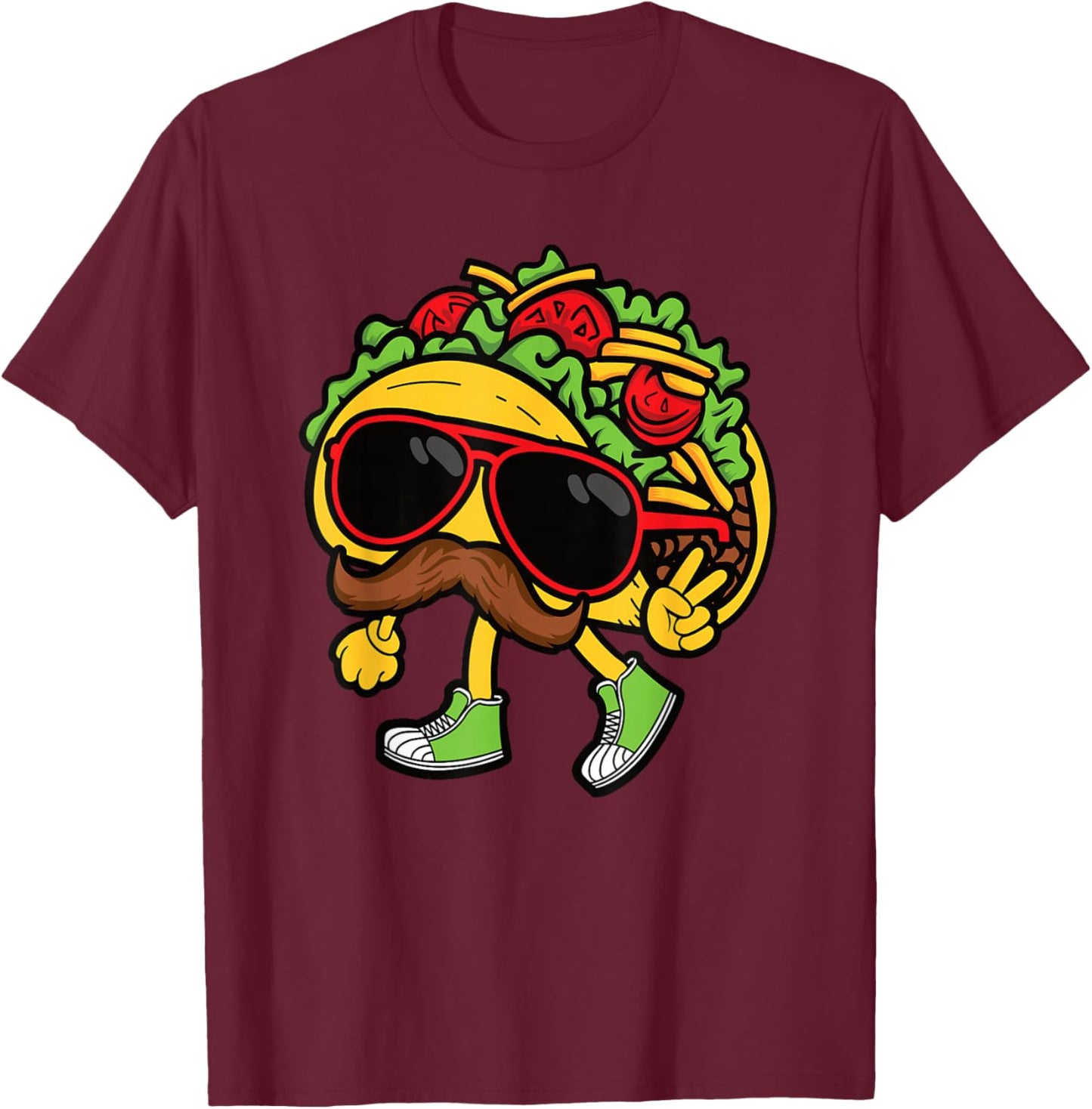 Cool Taco Lover Funny Mexican Food Men Boys Kids T-Shirt - T-Shirt | Maroon