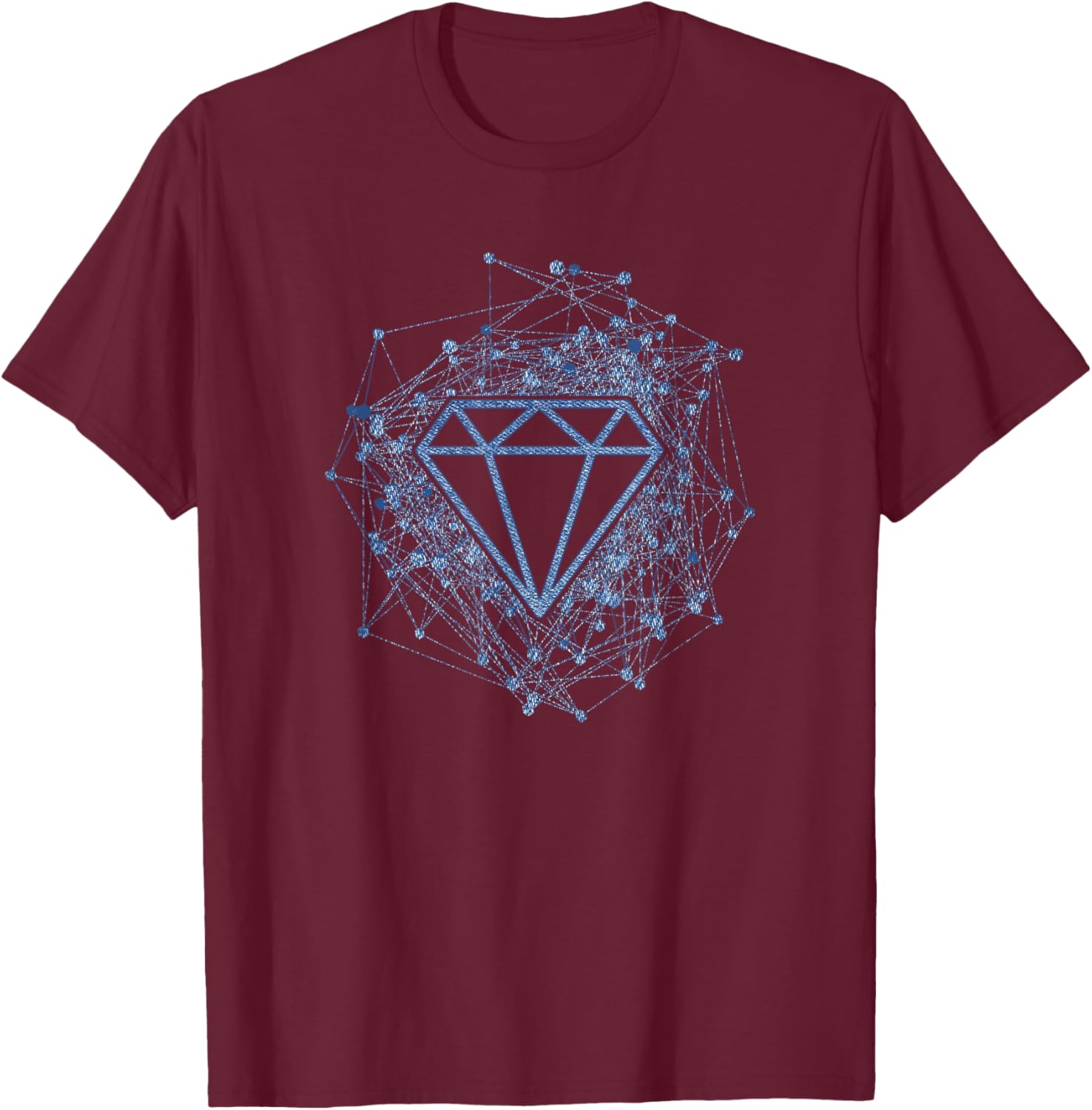 Men Diamonds and Denim Outfit Streetwear Style Diamond T-Shirt - T-Shirt | Maroon