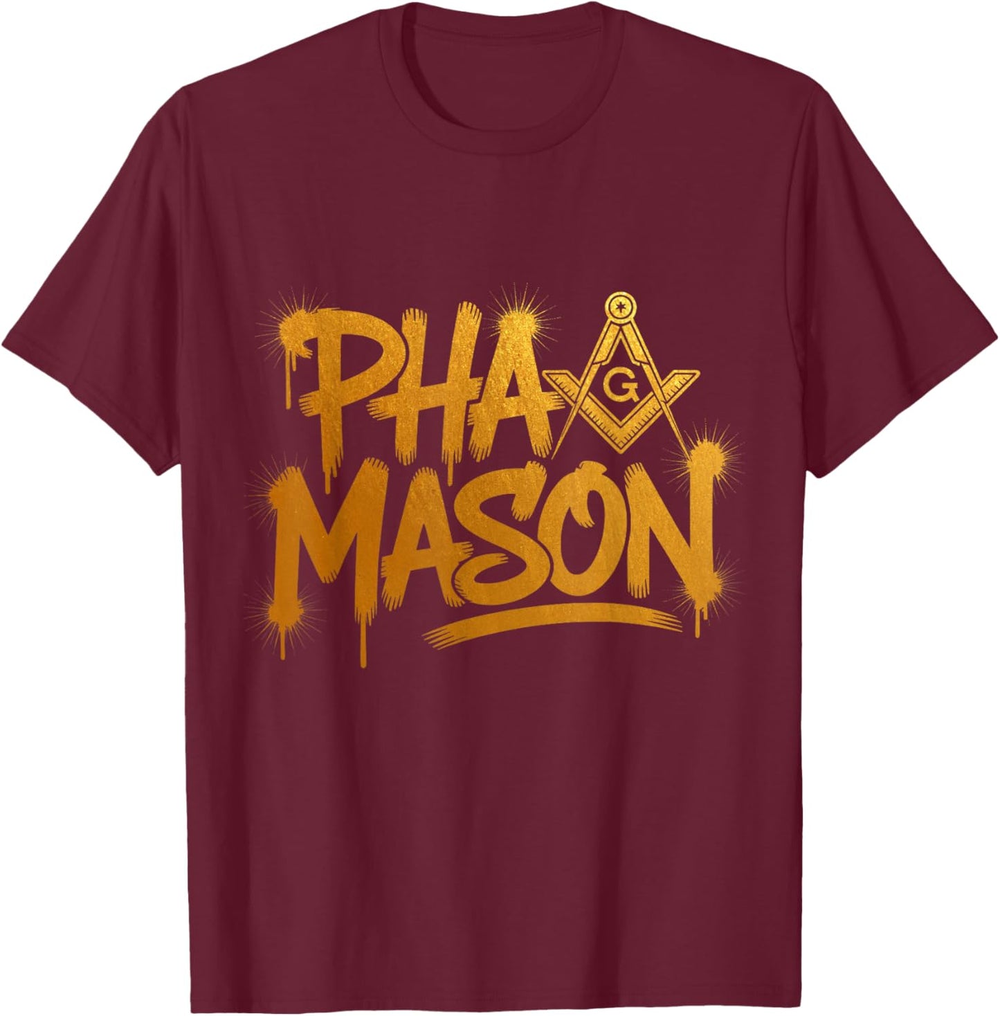Prince Hall PHA Mason Graffiti Street Style T-Shirt - T-Shirt | Maroon