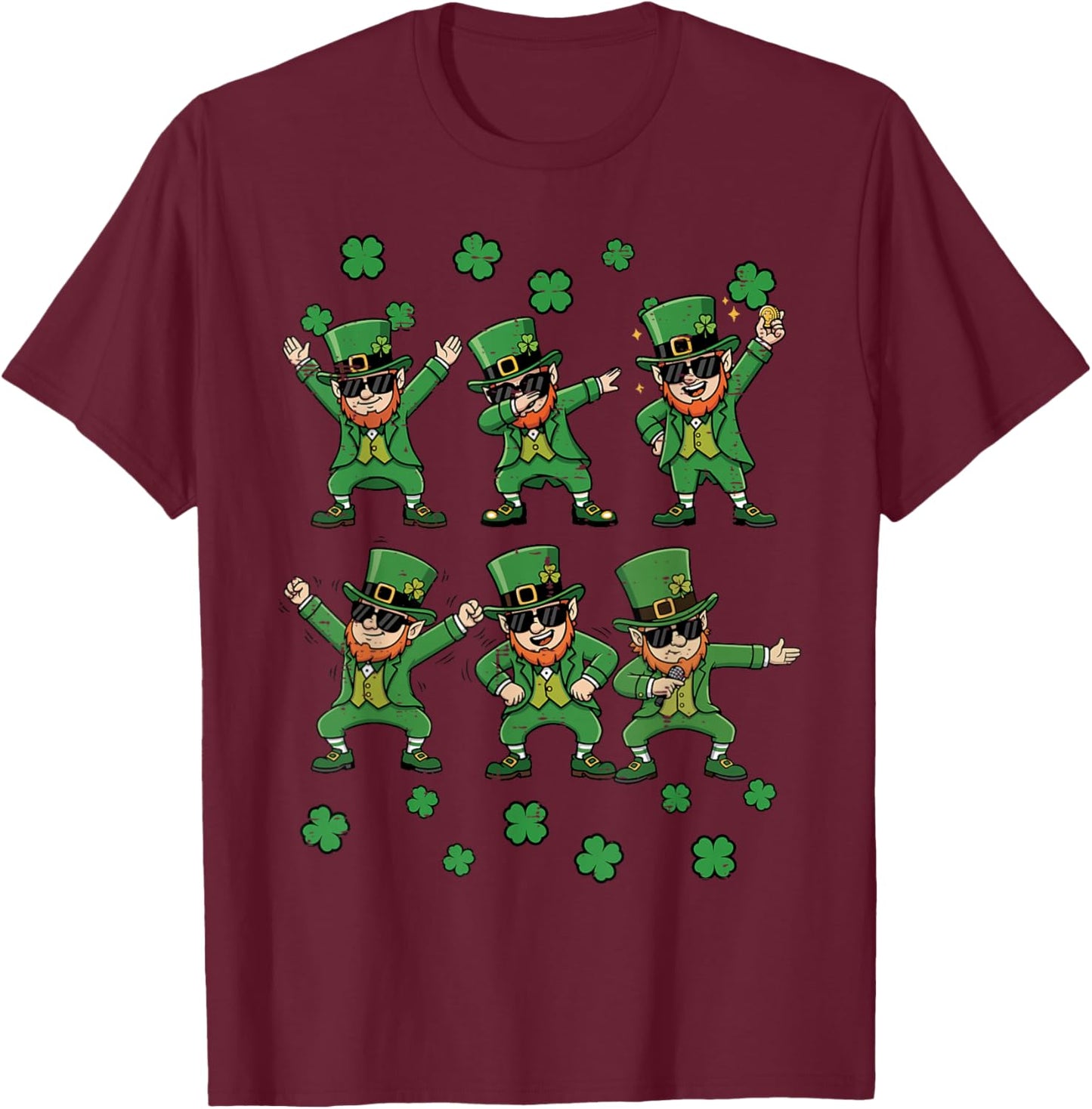 St Patricks Day Leprechaun Poses Saint Pattys Kids Men Women T-Shirt - T-Shirt | Maroon
