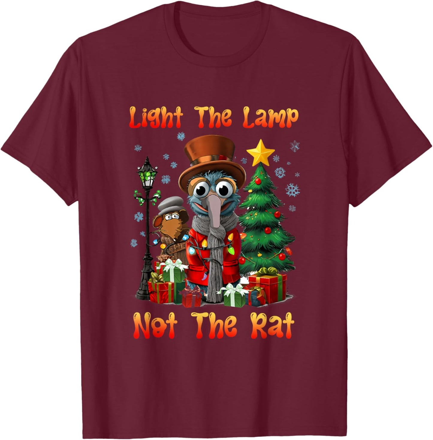Light a Lamp Not a Rat Christmas Funny Holiday Saying T-Shirt - T-Shirt | Maroon