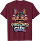 Pinscher Girl Cartoon Min Pin Small Mini Dog Pet Dog Breed T-Shirt - T-Shirt | Maroon