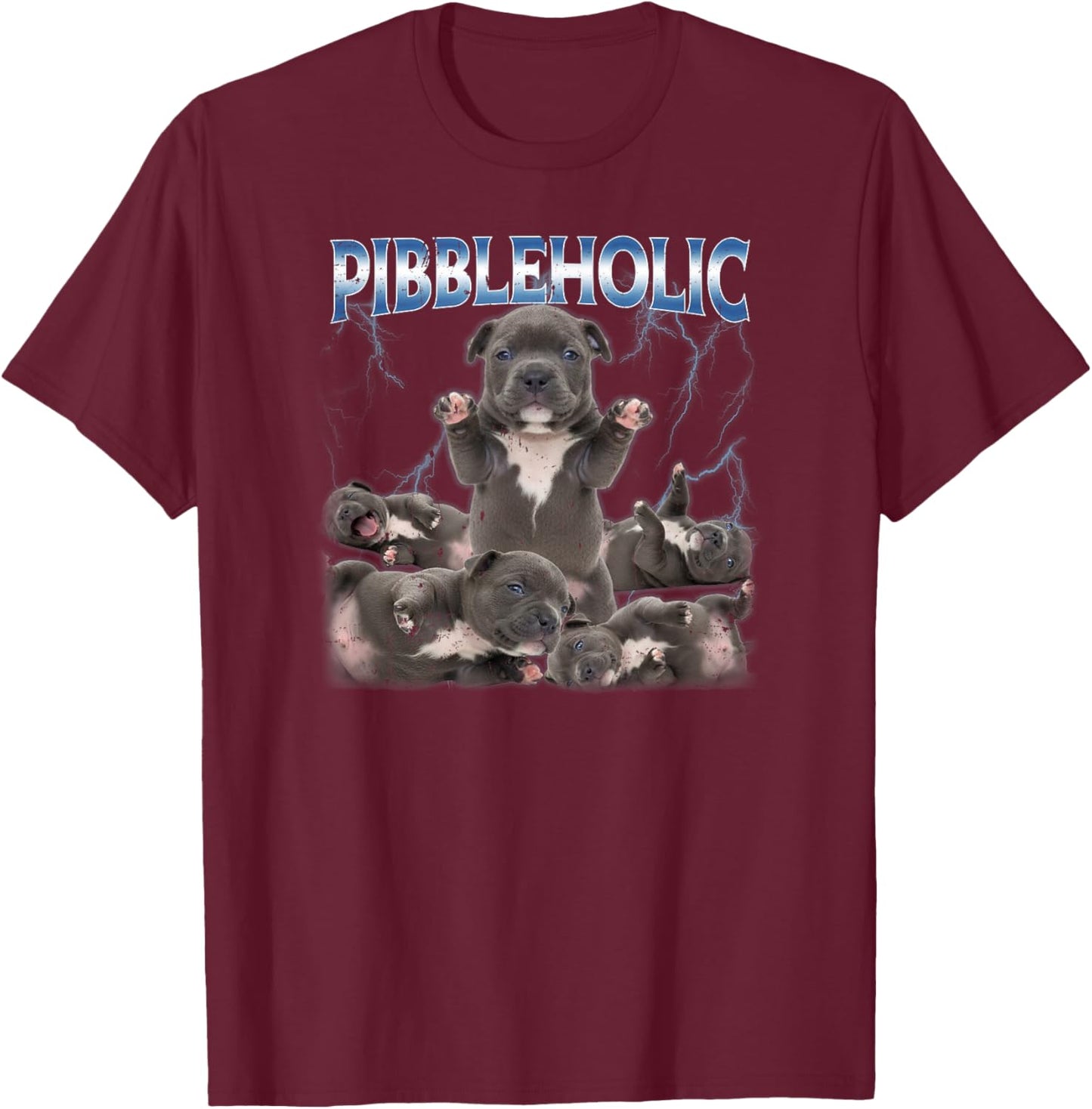 Pibbleholic Pibble Meme Wash Ma Belly T-Shirt - T-Shirt | Maroon