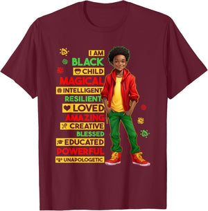I Am Black Child History Month African American Kids Boys T-Shirt - T-Shirt | Maroon