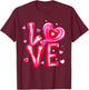 Love Cute Heart Art Pink Romantic Valentine's Day T-Shirt - T-Shirt | Maroon