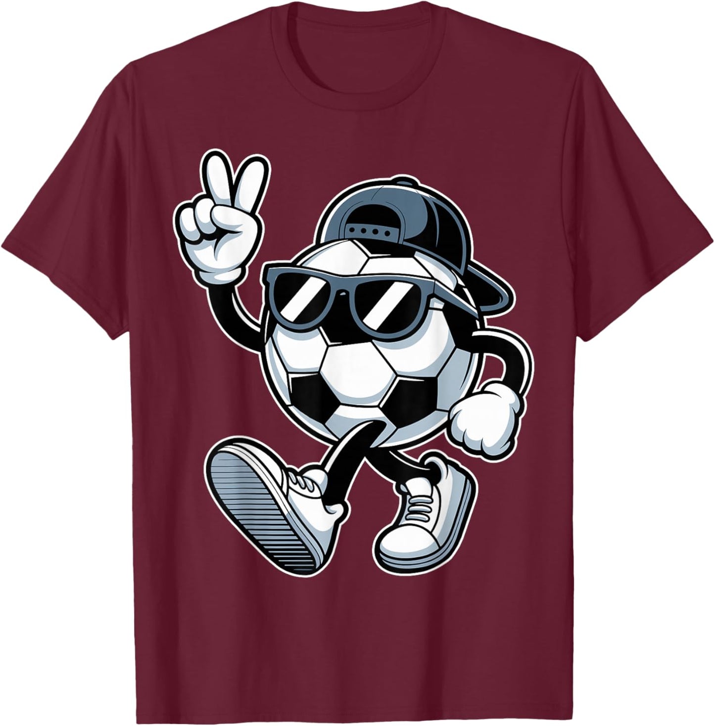 Soccer Ball with Sunglasses Funny Boys Men Soccer Lover T-Shirt - T-Shirt | Maroon