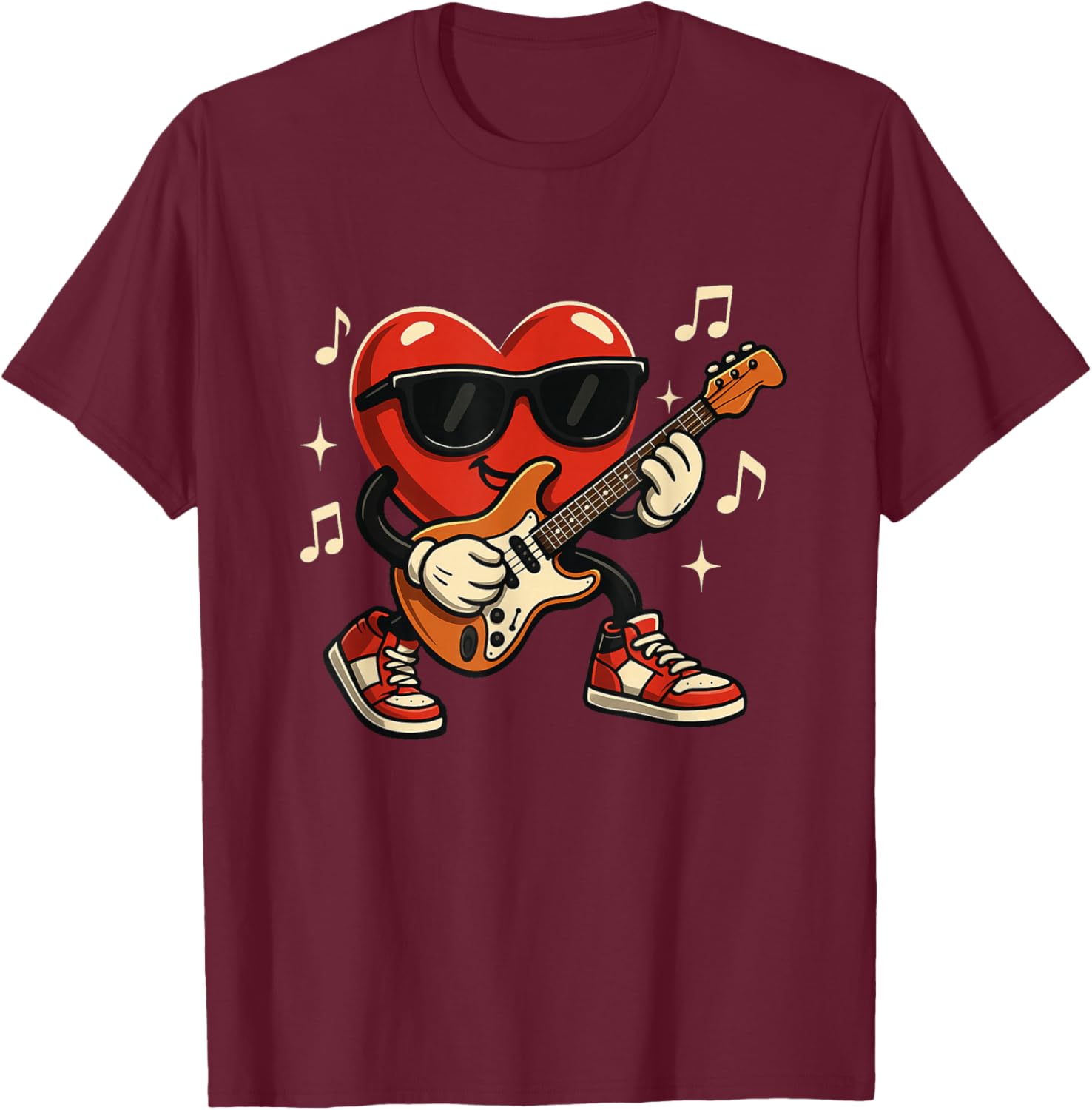 Guitar Player Valentine's Day Guitarist Teen Boys Men T-Shirt - T-Shirt | Maroon