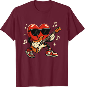 Guitar Player Valentine's Day Guitarist Teen Boys Men T-Shirt - T-Shirt | Maroon