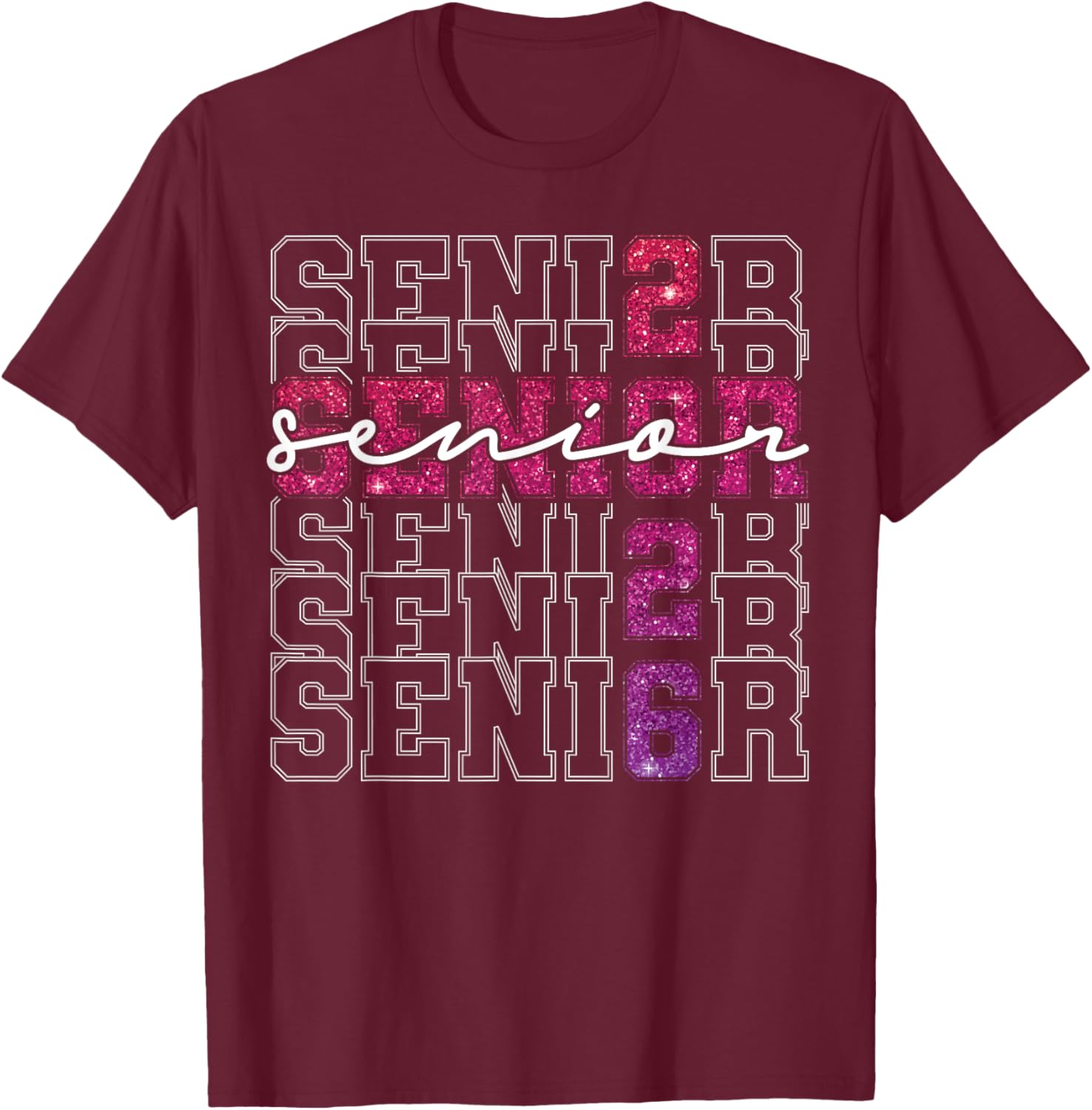 Senior 2026 Class of 2026 Graduation 2026 Pink Girl Women T-Shirt - T-Shirt | Maroon