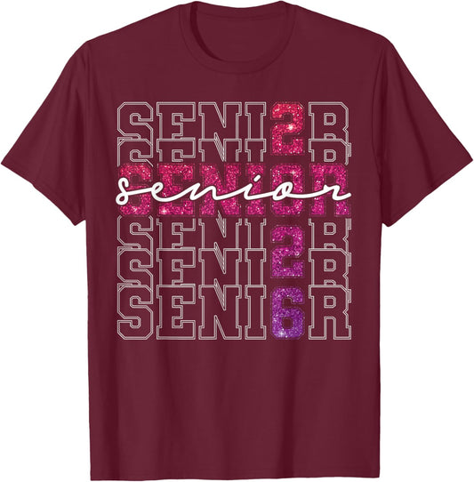 Senior 2026 Class of 2026 Graduation 2026 Pink Girl Women T-Shirt - T-Shirt | Maroon