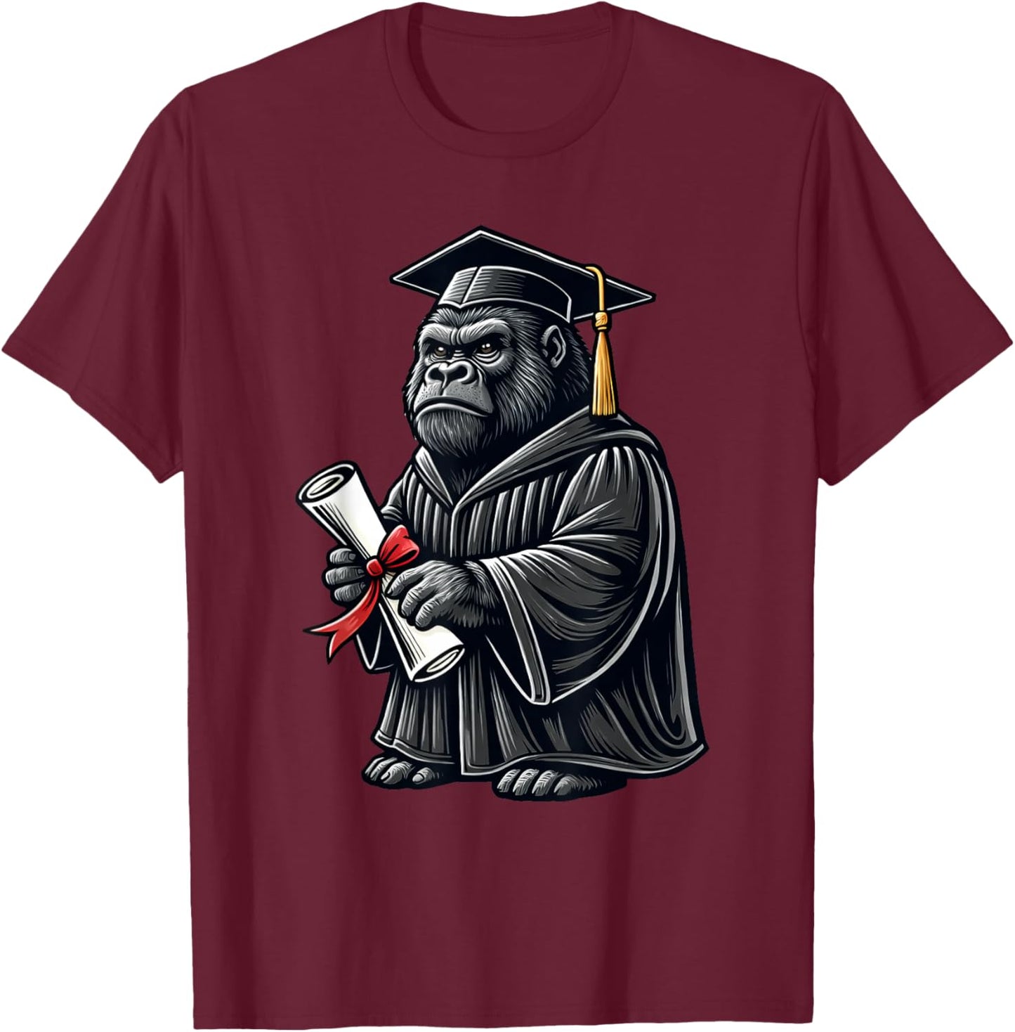 Cute Gorilla Graduation T-Shirt - T-Shirt | Maroon