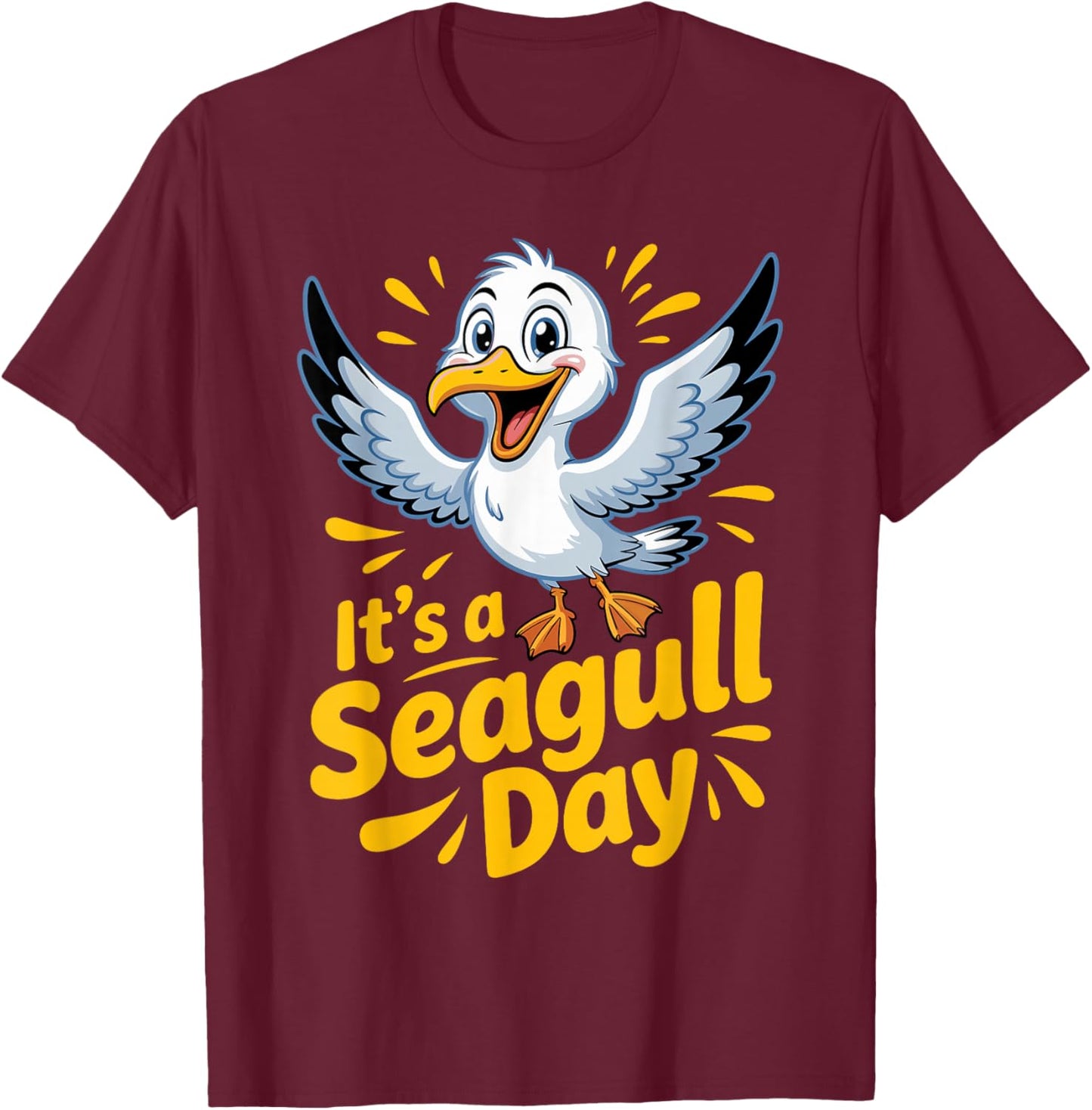 Bold Laridae Cheerful Classic Unique Modern Vintage Seagull T-Shirt - T-Shirt | Maroon