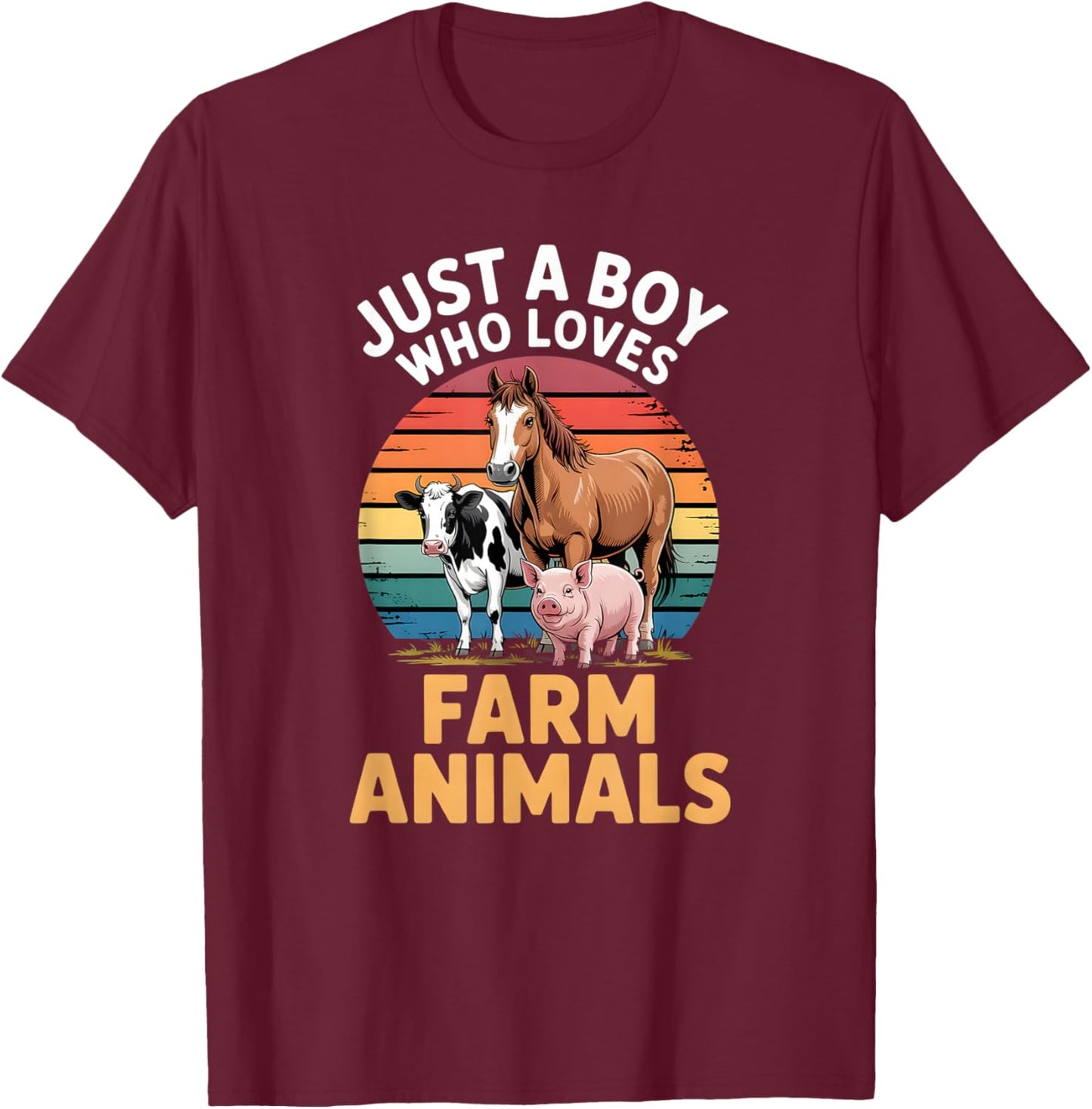 Boys Farm Animal T-Shirt - T-Shirt | Maroon