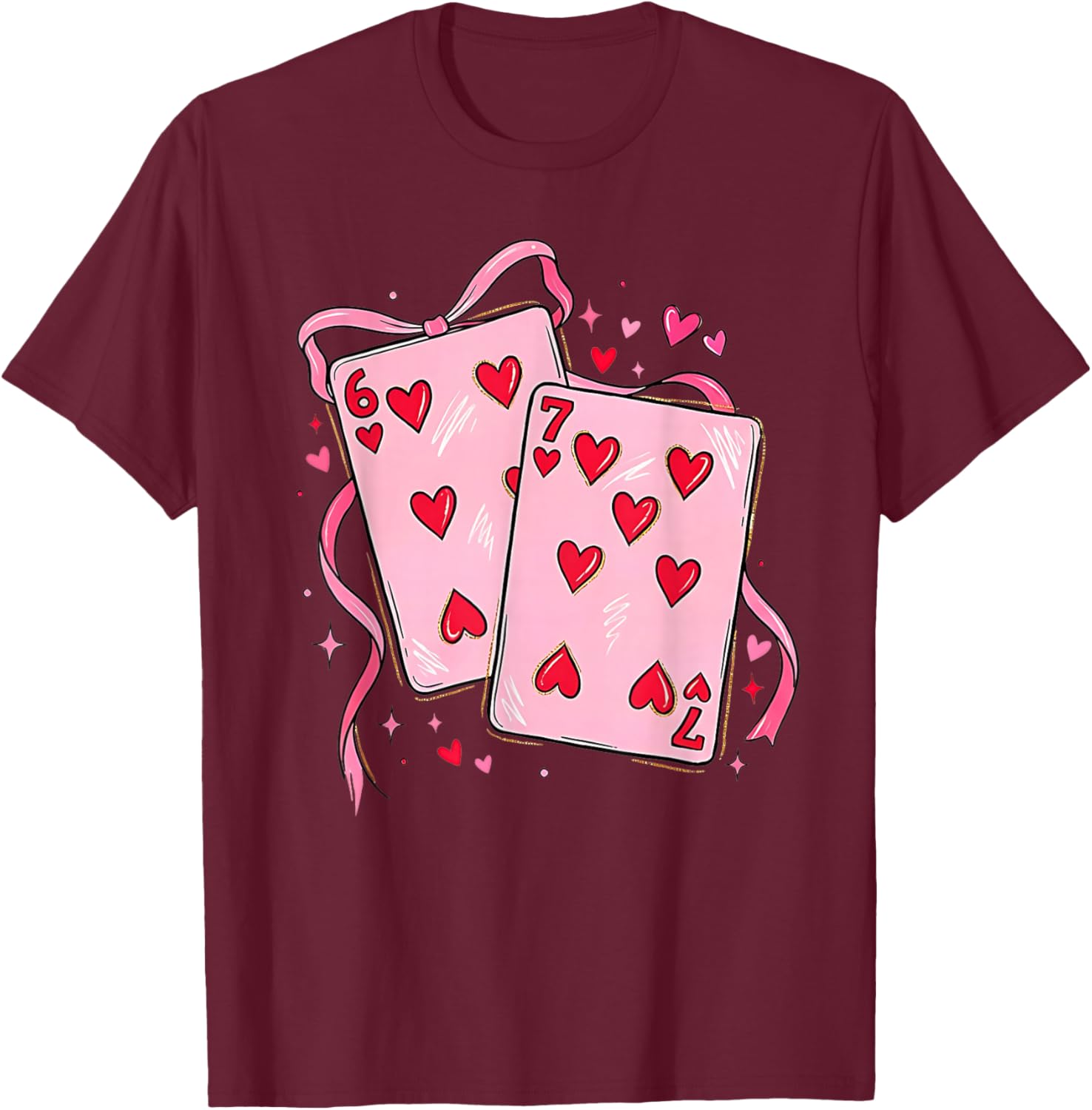 67 Six Seven Cards Valentine's Day 6 7 Meme Boys Girls Kids T-Shirt - T-Shirt | Maroon