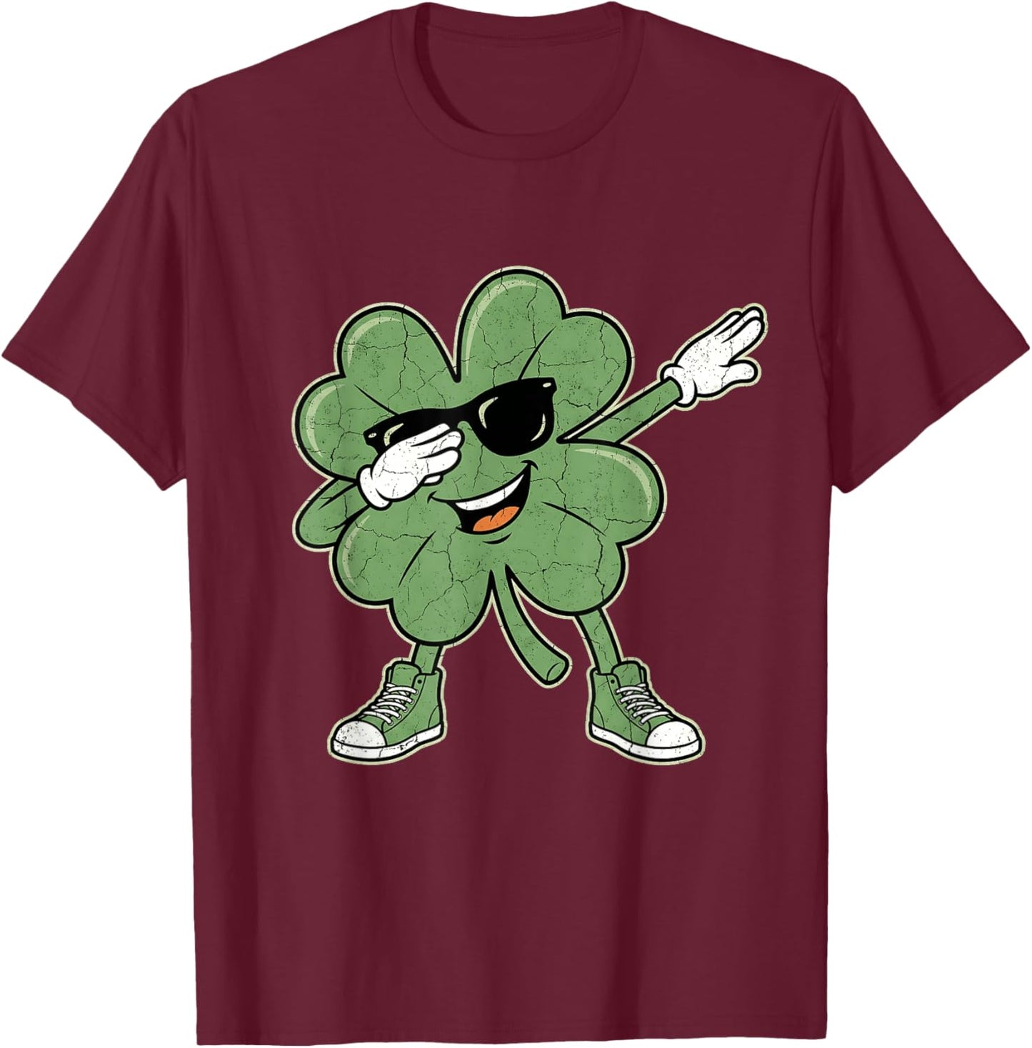 Dabbing Shamrock St Patricks Day Boys Kids St Paddys Pattys T-Shirt - T-Shirt | Maroon