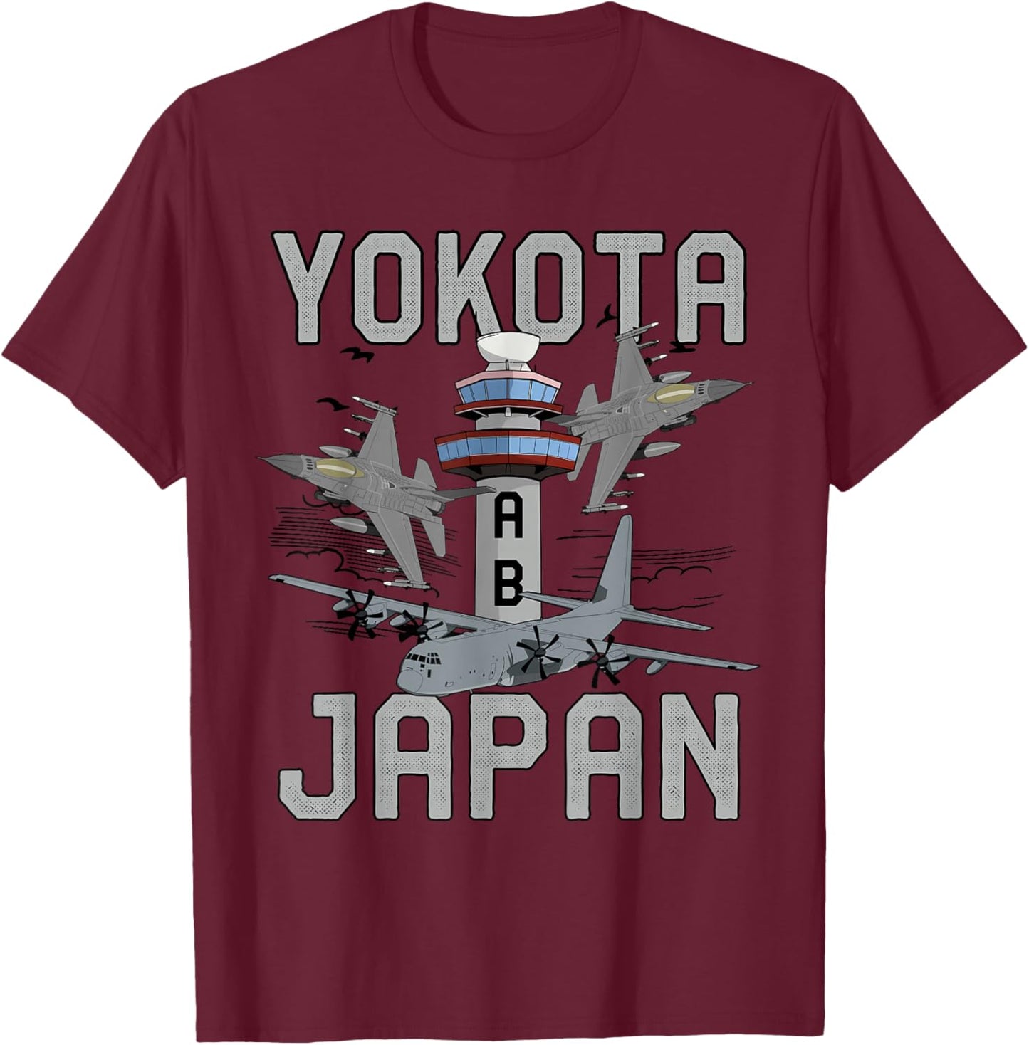 Yokota Air Base Japan C-130 Hercules Airlift Wing Veteran T-Shirt - T-Shirt | Maroon