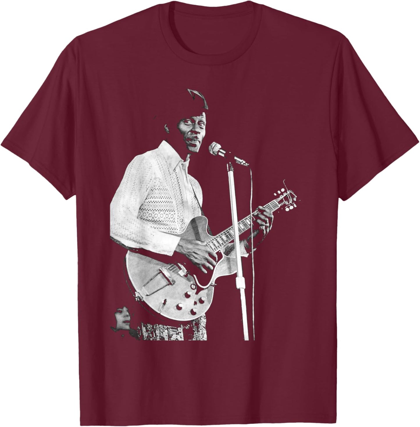 Chuck Berry Rock N Roll Guitar Legend 1973 T-Shirt - T-Shirt | Maroon