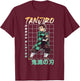 Demon Slayer: Kimetsu no Yaiba Tanjiro Retro Grid Anime T-Shirt - T-Shirt | Maroon
