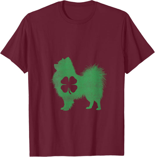 Women's Pomeranian Dog - Shamrock St. Patrick's Day Saint Paddy's V-Neck T-Shirt - T-Shirt | Maroon