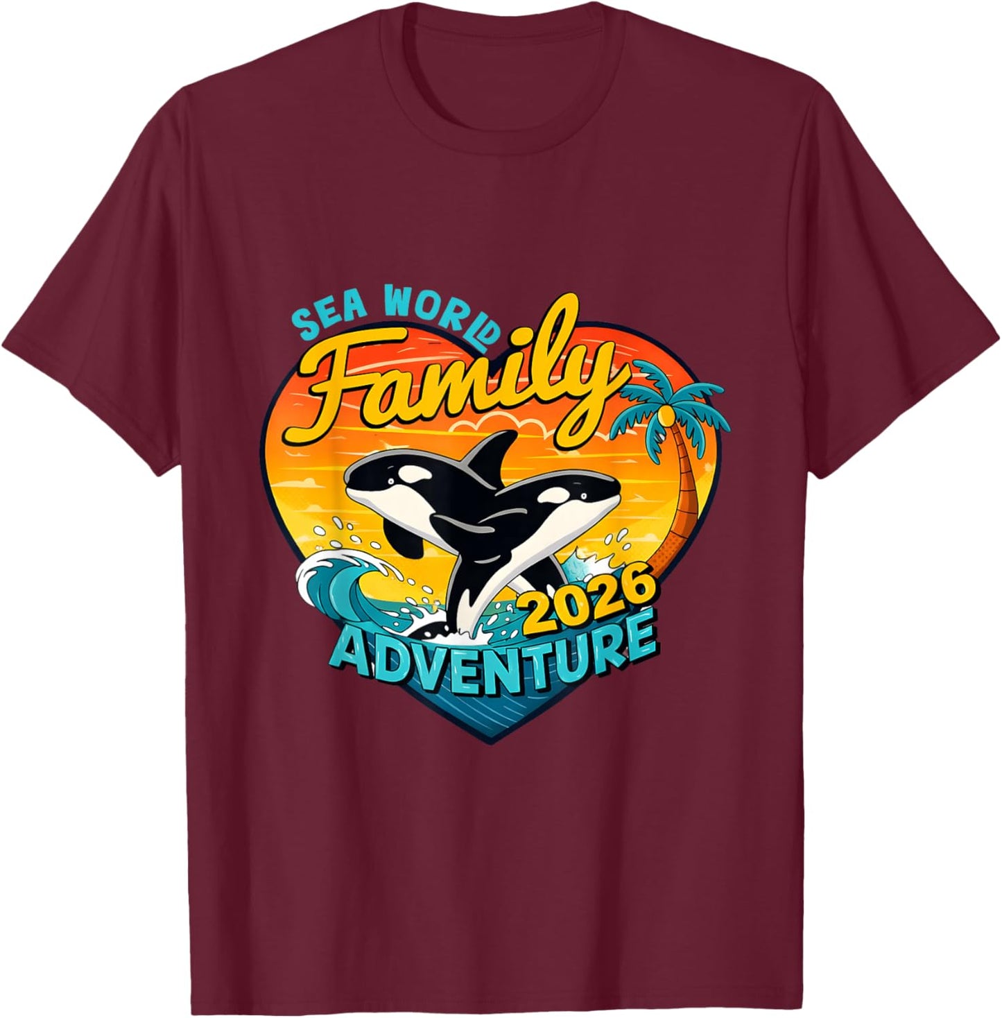 Sunset Ocean T-Shirt - T-Shirt | Maroon