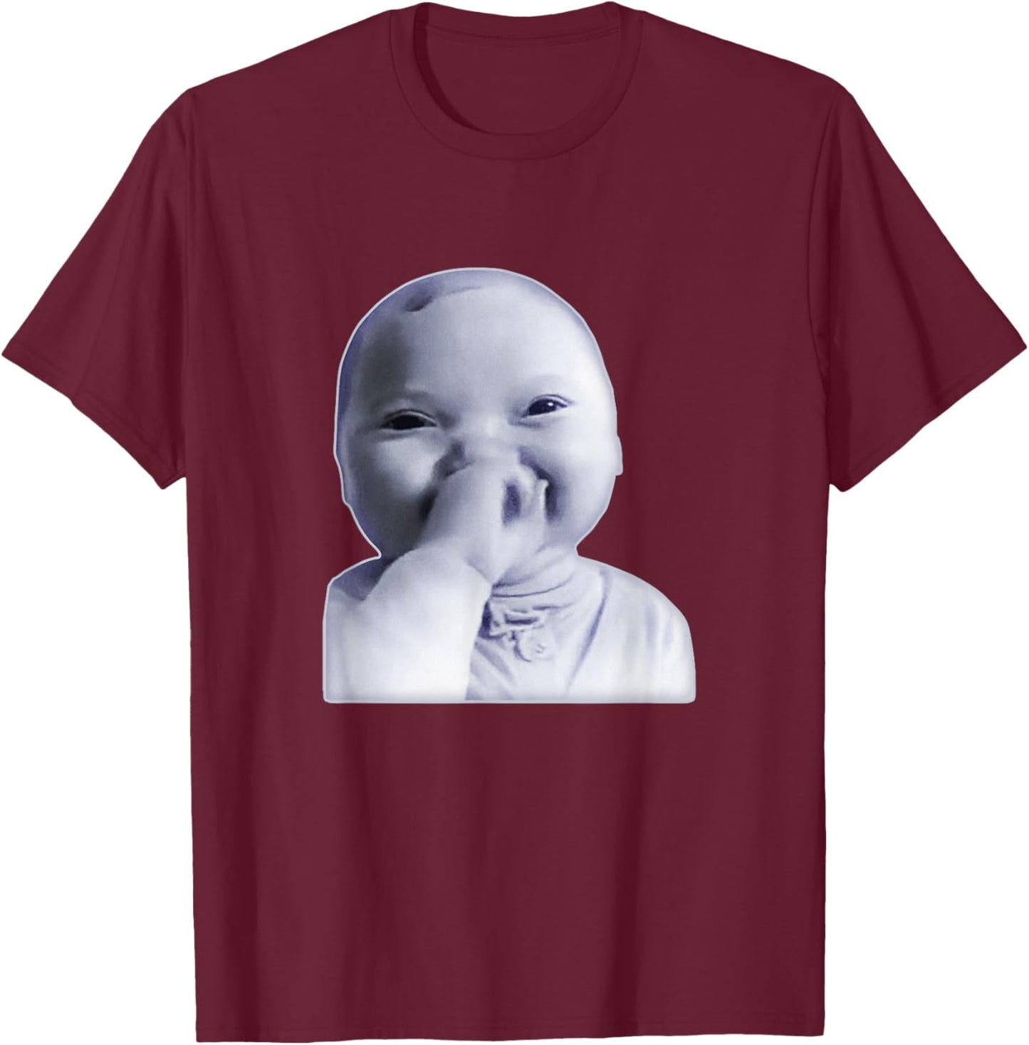 AI Baby Holding Laugh Retro T-Shirt - T-Shirt | Maroon