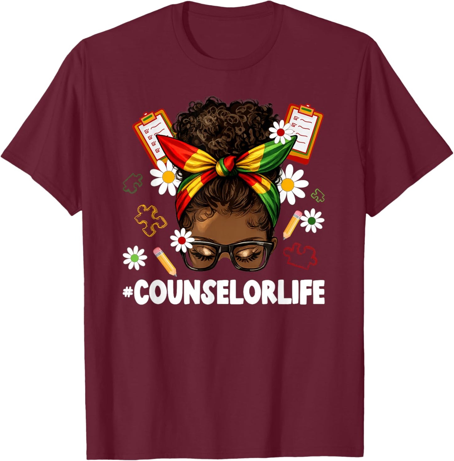 Black Counselor Life African American Counselors T-Shirt - T-Shirt | Maroon