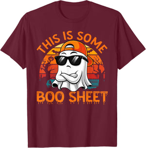 Funny Halloween This is Some Boo Sheet Ghost Retro Men Boys T-Shirt - T-Shirt | Maroon