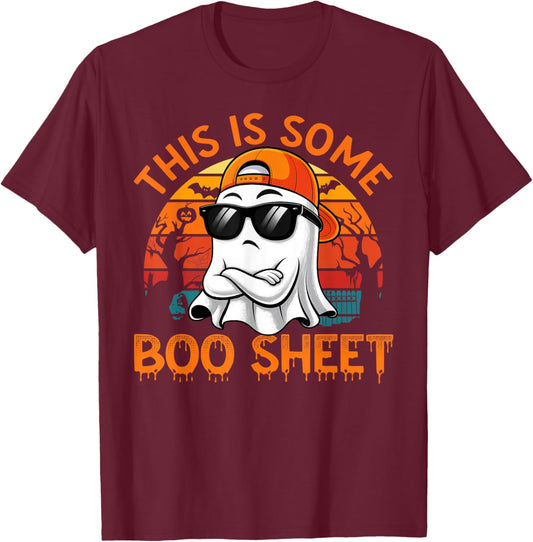 Funny Halloween This is Some Boo Sheet Ghost Retro Men Boys T-Shirt - T-Shirt | Maroon