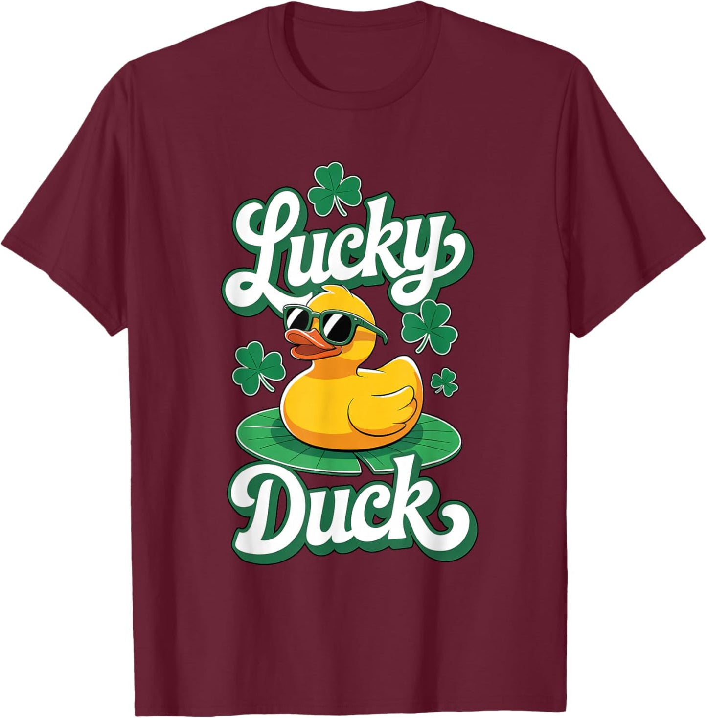 Lucky Duck St Patrick's Day Rubber Ducky T-Shirt - T-Shirt | Maroon