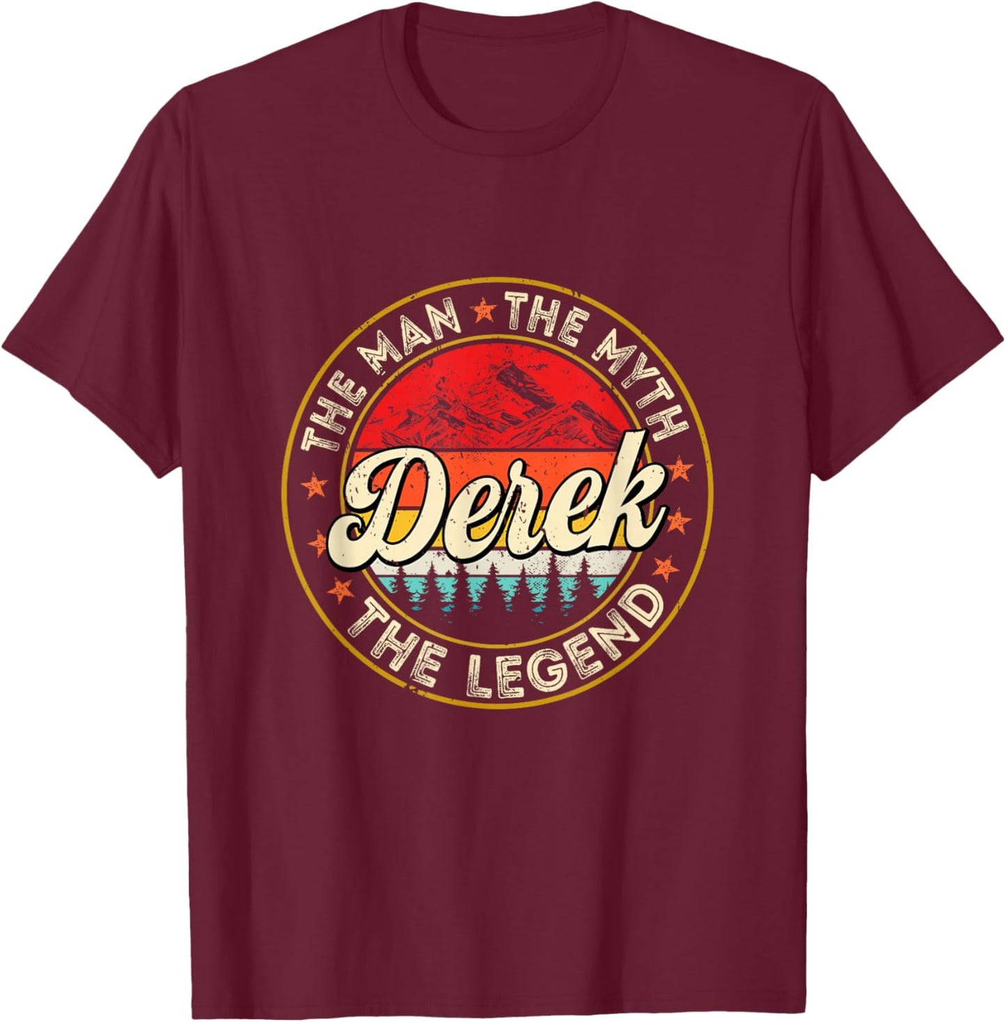 Derek The Man The Myth The Legend Personalized Name T-Shirt - T-Shirt | Maroon