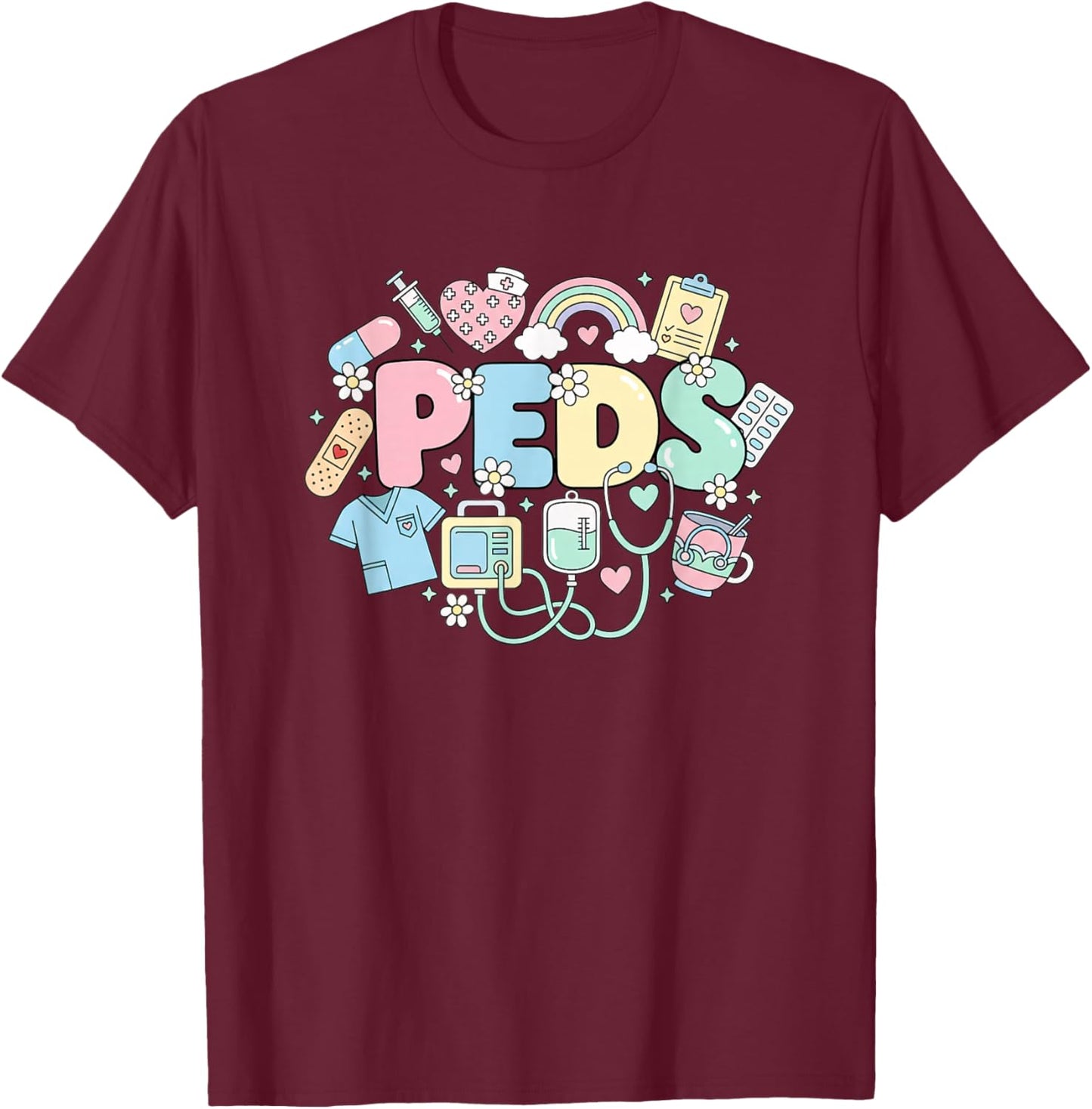 Nurse Peds Pediatric Nurse Peds Crew Pediatric RN T-Shirt - T-Shirt | Maroon