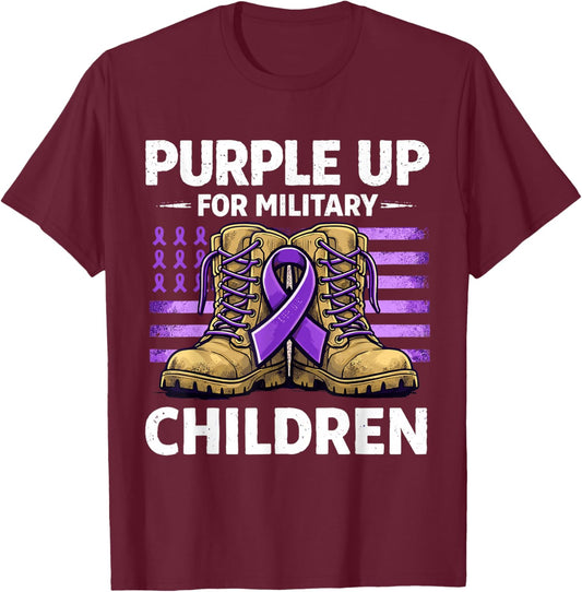 Purple Up for Military Kids Month of The Military Child T-Shirt - T-Shirt | Maroon
