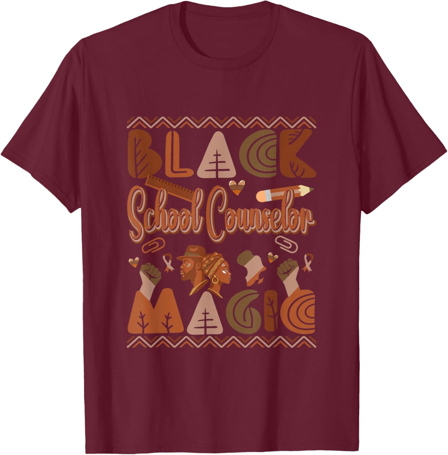 Black Costume School Counselor Proud Black History Month T-Shirt - T-Shirt | Maroon