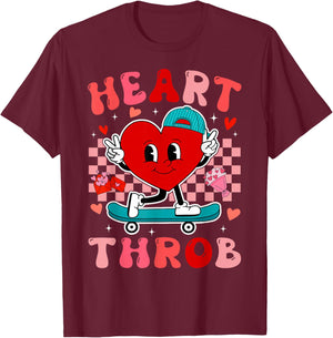 Valentine Retro Groovy Heart Throb Men Boys Kids Toddlers T-Shirt - T-Shirt | Maroon