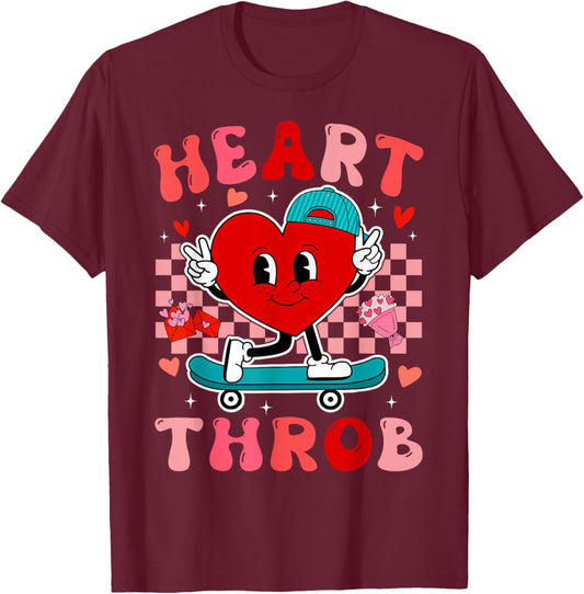 Valentine Retro Groovy Heart Throb Men Boys Kids Toddlers T-Shirt - T-Shirt | Maroon