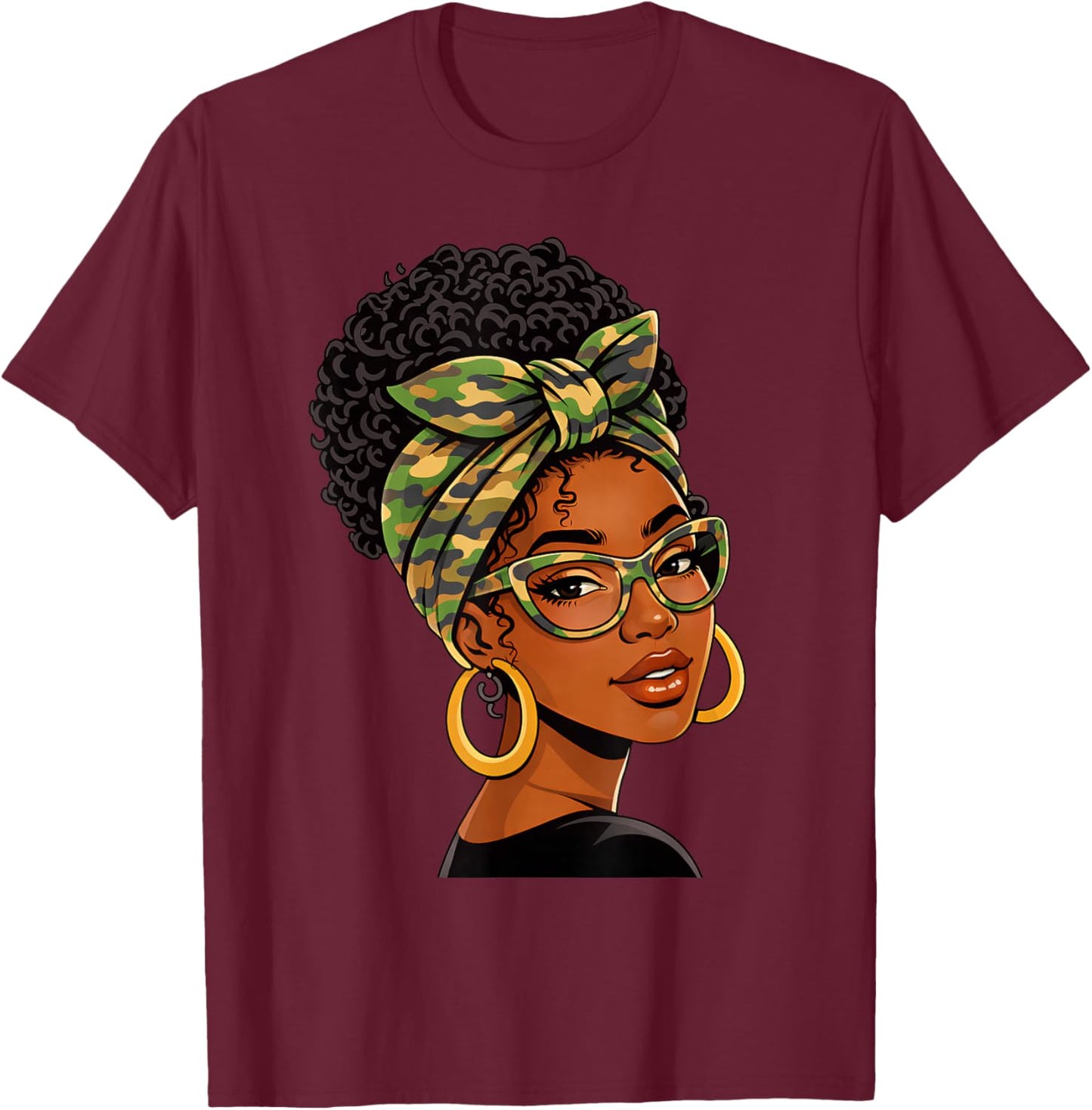 Women Black History Melanin Afro African Black Girl Queen T-Shirt - T-Shirt | Maroon