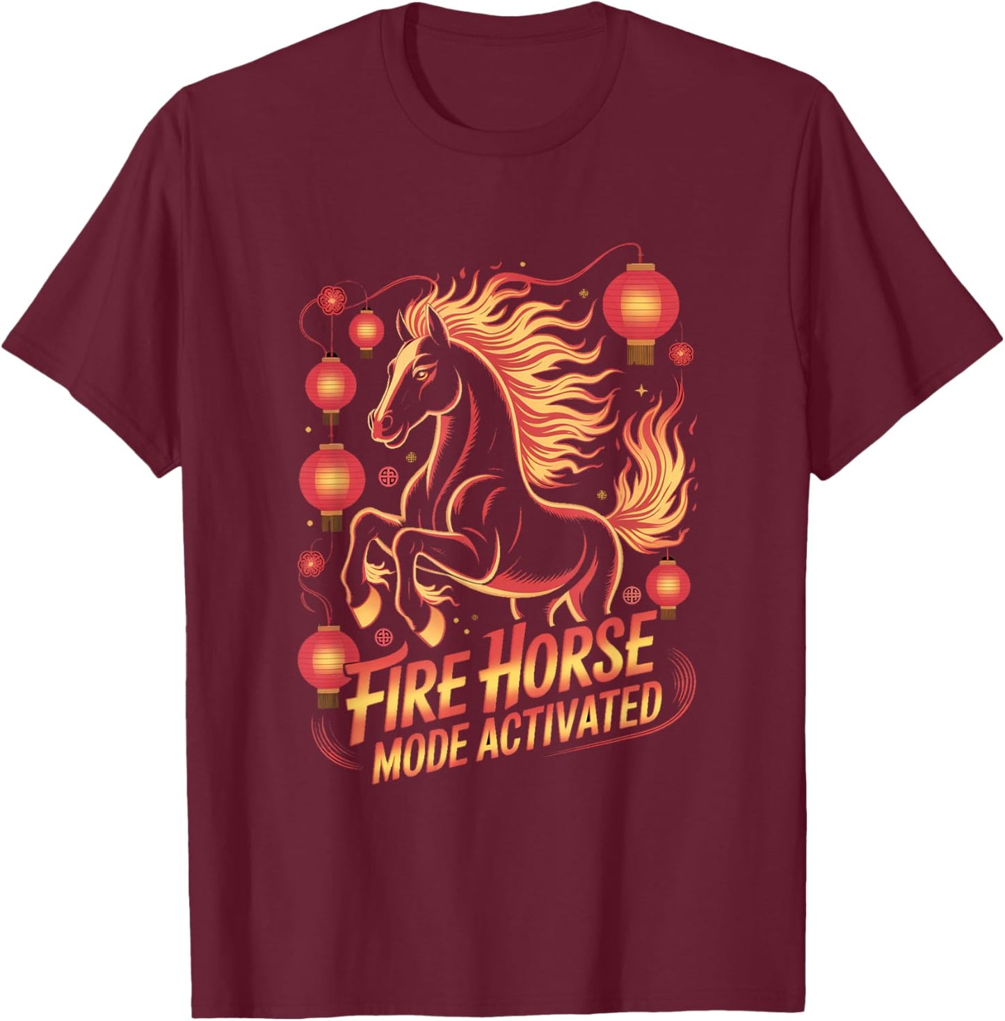 Fire Horse Spirit Chinese New Year 2026 T-Shirt - T-Shirt | Maroon