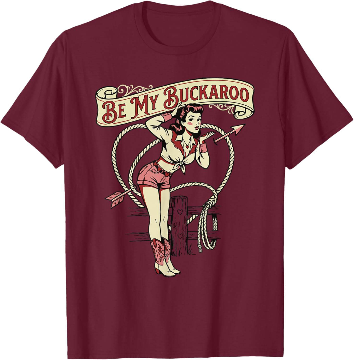 Cowgirl Valentine's Day T-Shirt - T-Shirt | Maroon