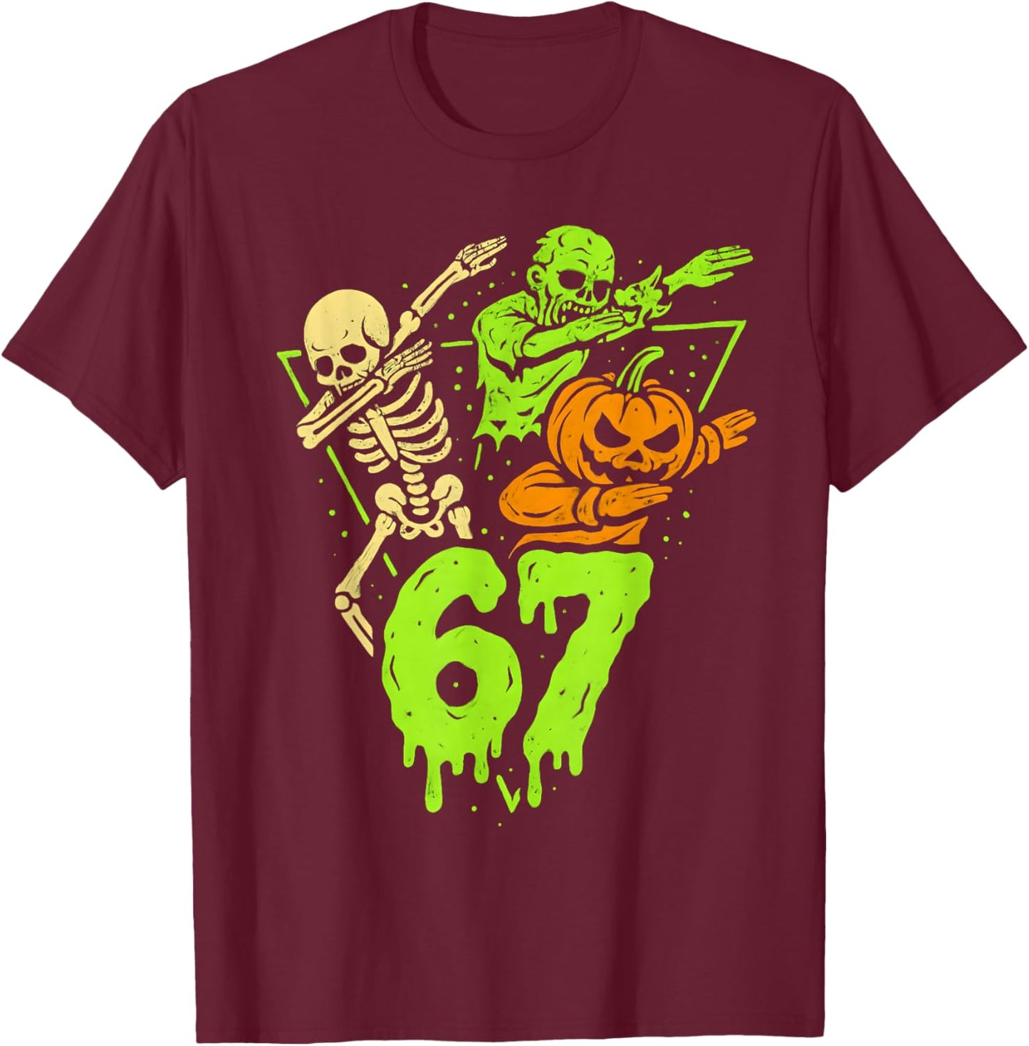 67 Halloween 6 7 Meme Gen Alpha Slang Six Seven Boys Kids T-Shirt - T-Shirt | Maroon