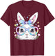 Happy Easter Day Cute Bunny Wearing Glasses Girls Easter T-Shirt - T-Shirt | Maroon