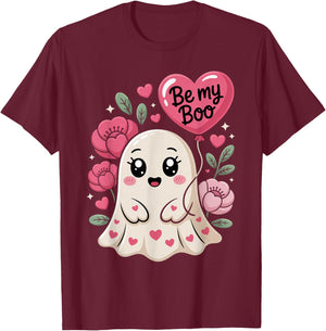 Be My Boo Cute Ghost Valentine´s Day Love T-Shirt - T-Shirt | Maroon