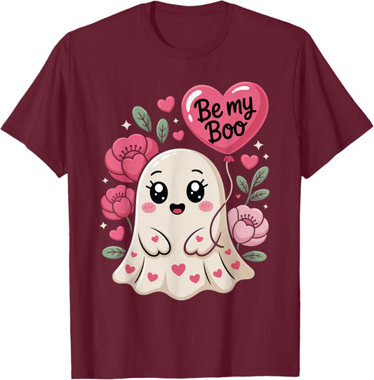 Be My Boo Cute Ghost Valentine´s Day Love T-Shirt - T-Shirt | Maroon