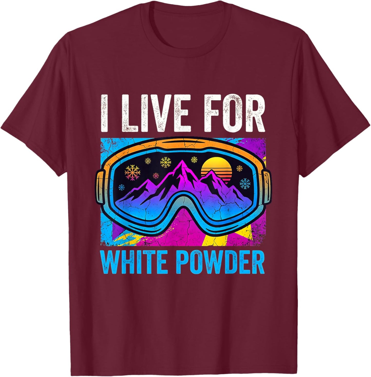 Retro Ski Snowboard Men Women Vintage 80s 90s Skiing Outfit T-Shirt - T-Shirt | Maroon
