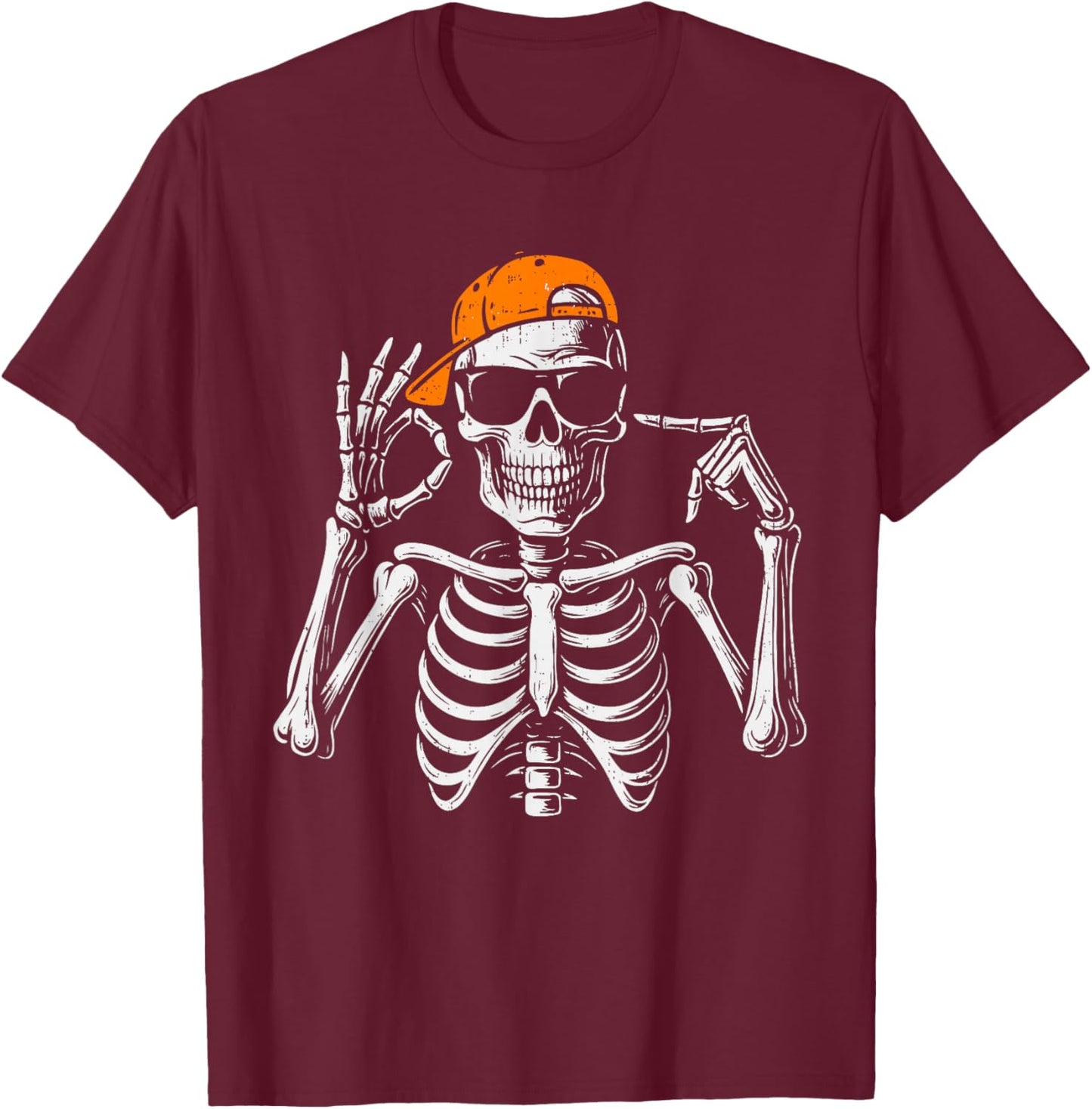 67 Meme Trendy Skeleton Halloween Funny Six Seven Gen Alpha T-Shirt - T-Shirt | Maroon