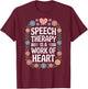 Speech Therapy is A Work of Heart SLP T-Shirt - T-Shirt | Maroon