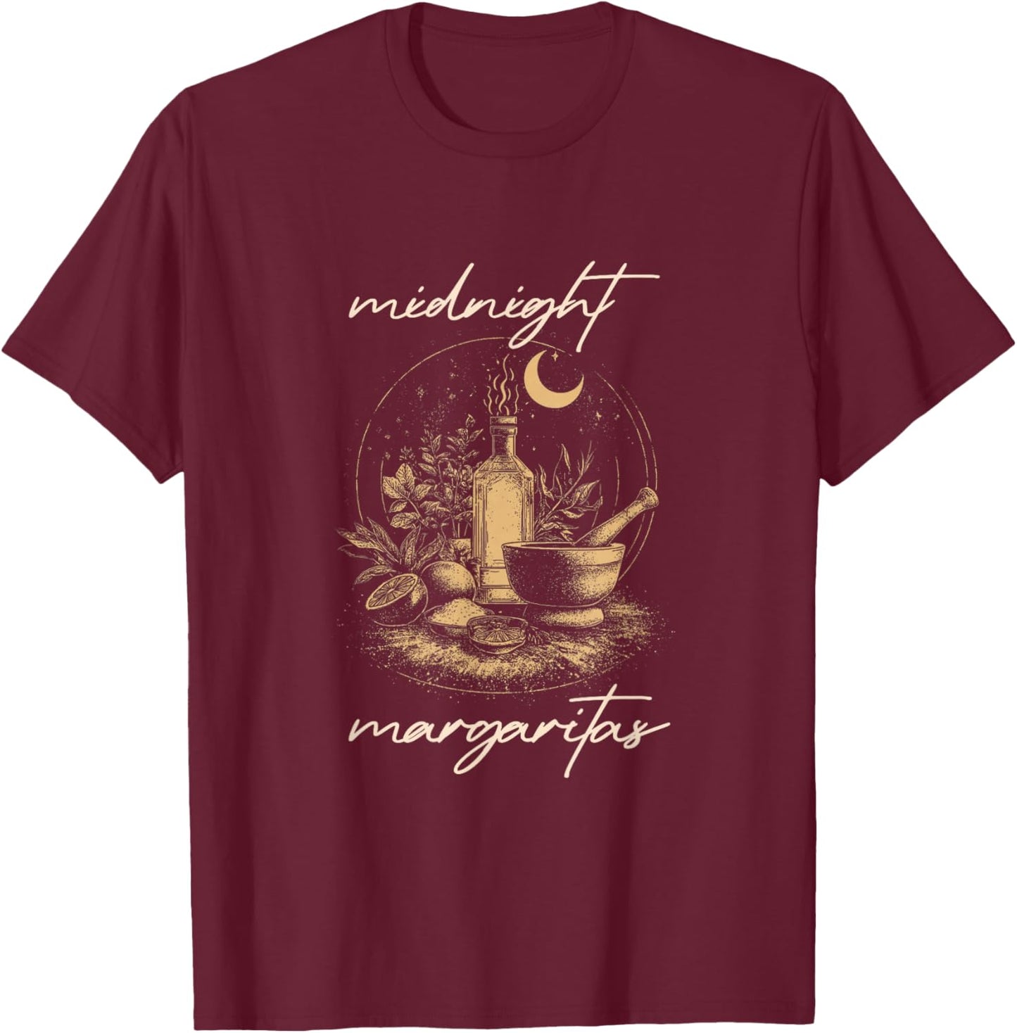 Funny Midnight Margaritas T-Shirt - T-Shirt | Maroon