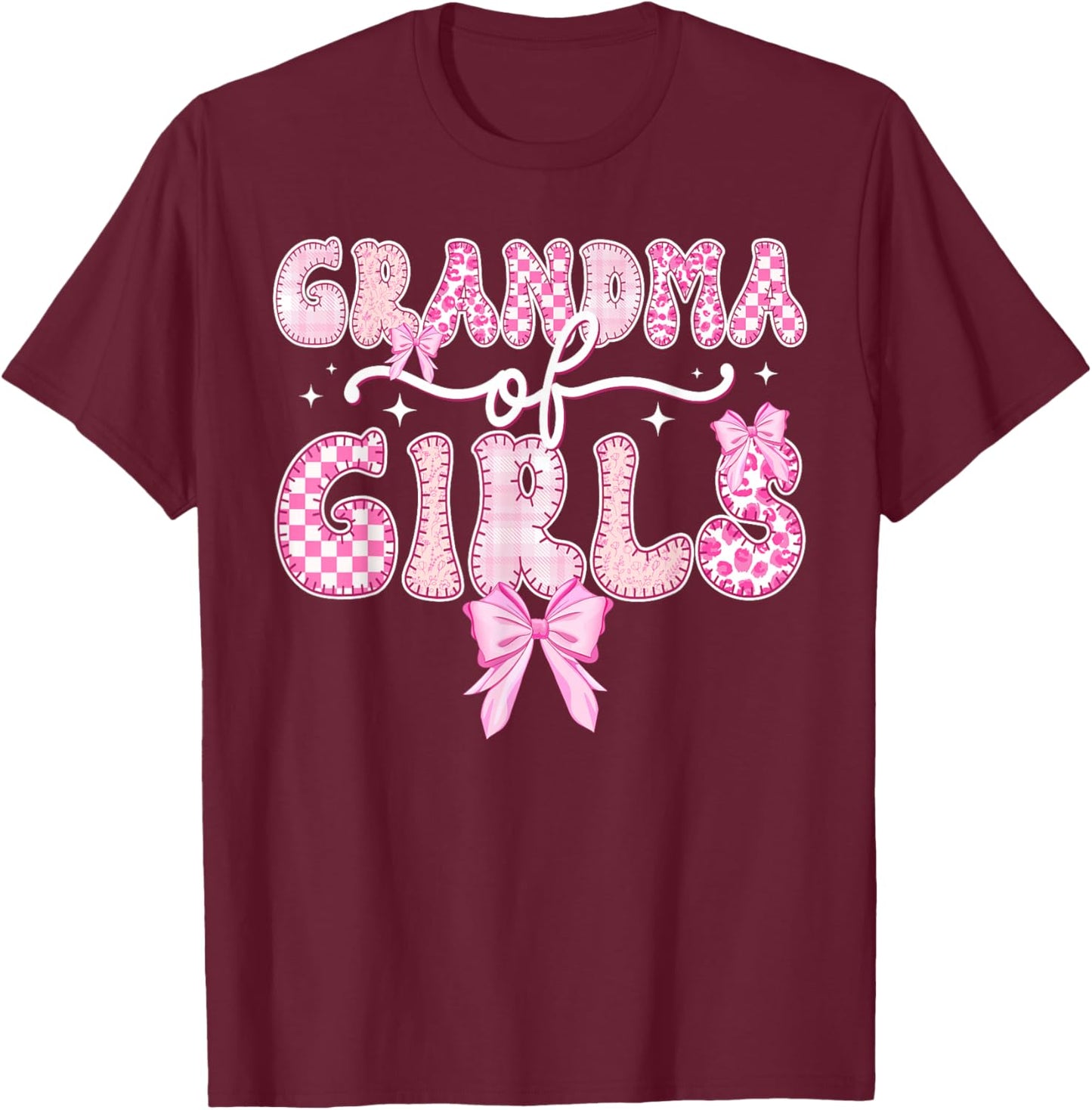 Grandma of Girls Grandma Girls Grandmother Coquette T-Shirt - T-Shirt | Maroon
