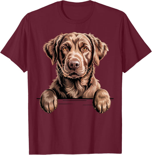 Chesapeake Bay Retriever Funny Peeking Chessie Dog Lover T-Shirt - T-Shirt | Maroon